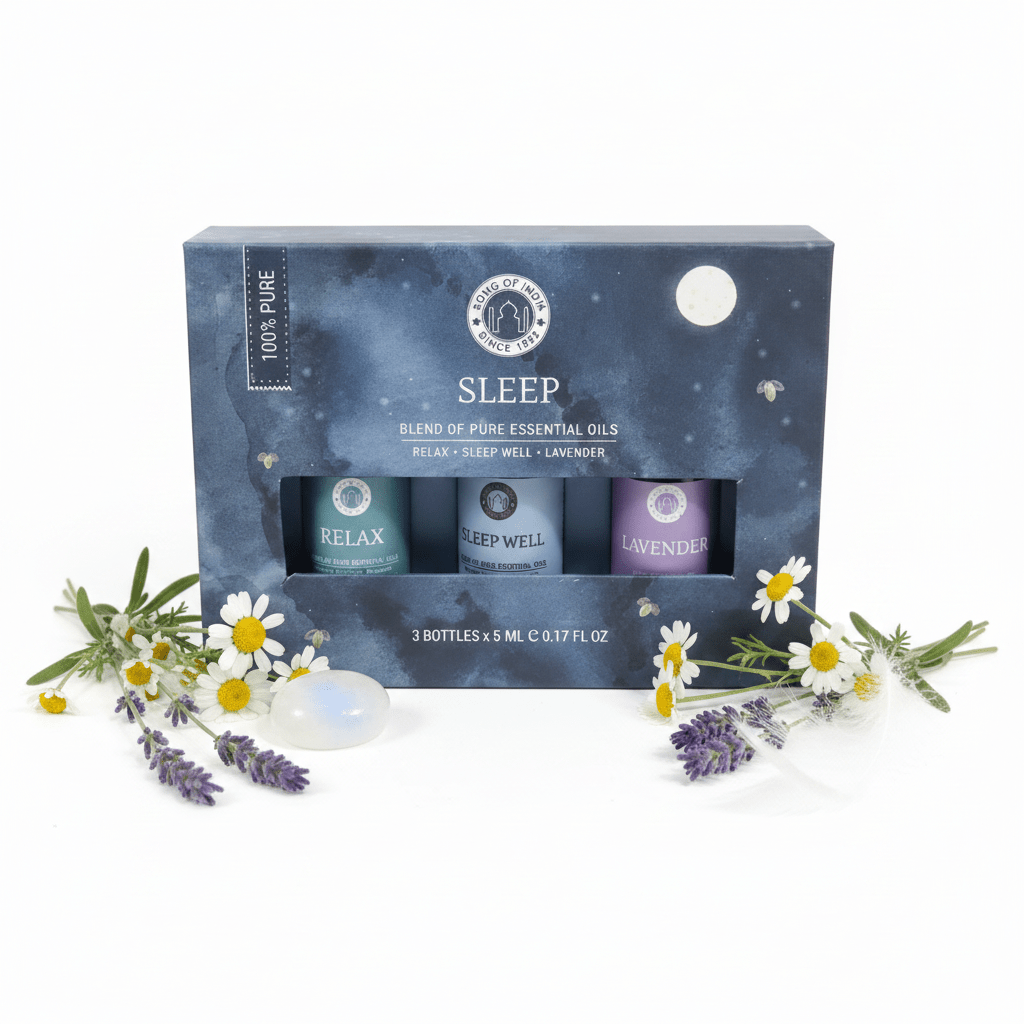 Set Aceites Esenciales SLEEP - Relax, Sleep Well y Lavender | Song of India Aceites EsencialesTienda esotérica Málaga - La Tienda de Tata Magic: tienda Esotérica en Málaga